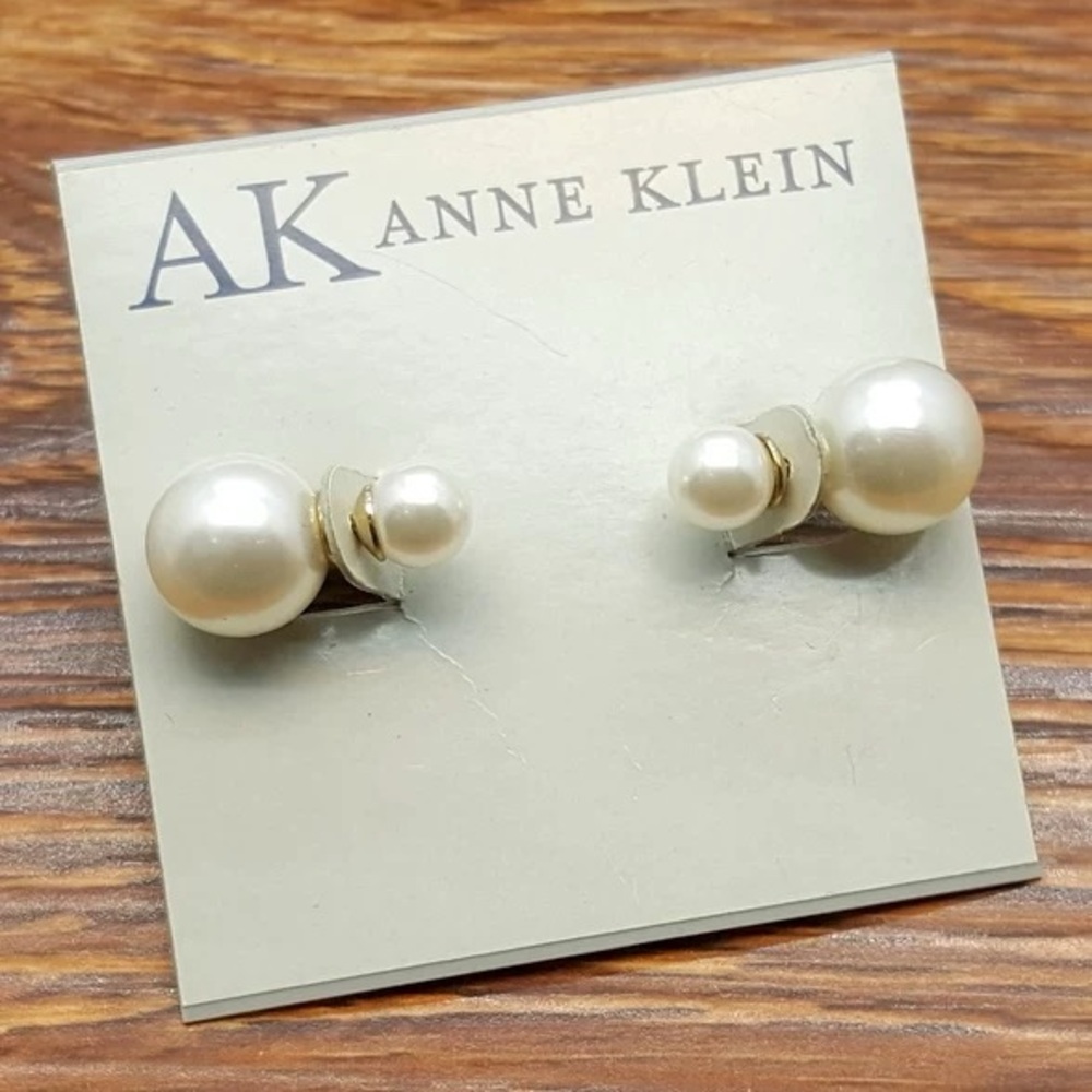 Anne Klein White Earrings with Pearl Beads for Elegant Occasions